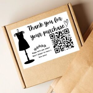 50 Personalized QR Code Large Stickers For Small Business & Resellers